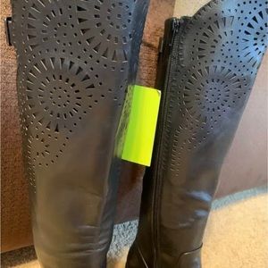 Gianni Bini Laser CutLace Leather Riding Boots
